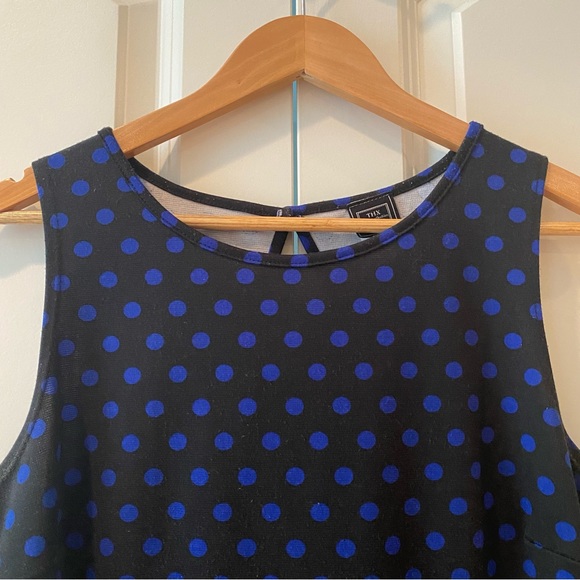 Black and Blue Polka Dot Peplum Top - Picture 1 of 3